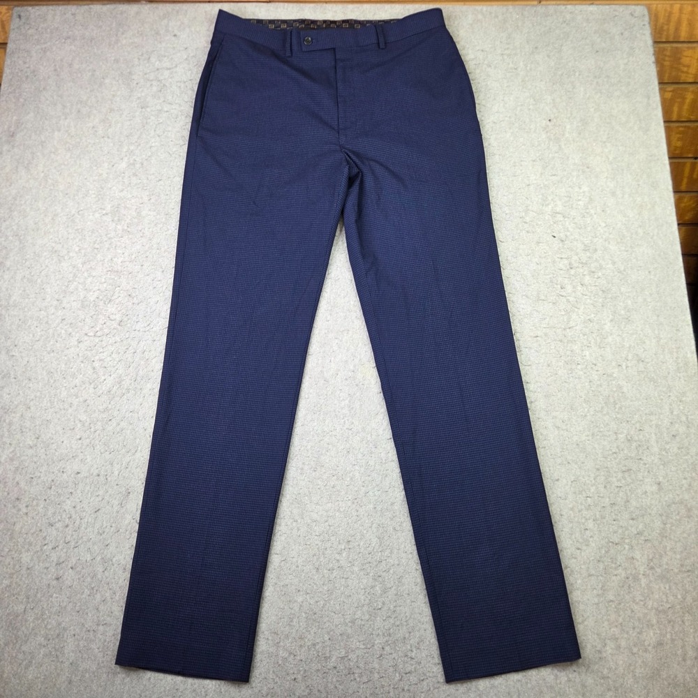 Lauren Ralph Lauren Dress Pants Mens 34x34 Blue Excellent Micro Check Stretch